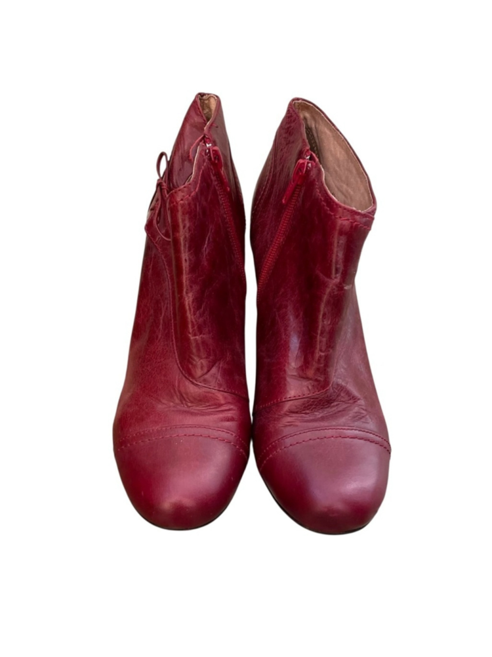 Miz Mooz Cranberry Red Ankle Boots Heel 9 - Picture 6 of 15